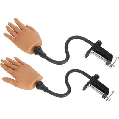 2 Mains d'entraînement pour ongles avec support à pince, main gauche et main droite, articulations pliables