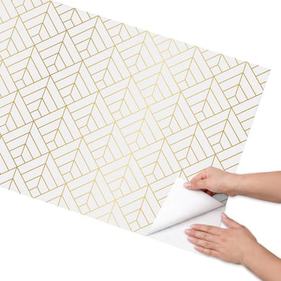 Coloray Meubel Wrap Folie - Wit Meubelfolie - 65x130 cm - Plakfolie Meubels Minimalistische geometrie - Decoratiefolie Zelfklevend - Minimalist Meubelfolie - Meubelfolie Zelfklevend - Badkamer decoratie - Achtergronden en patronen