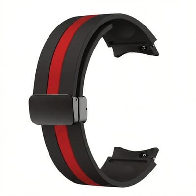 Zwart rood siliconen horlogebandje Geschikt voor serie samsung galaxy watch 7 / 6 / 5 / 5 pro / 4 / FE / ACTIVE / ACTIVE 2 20 mm watch strap sportbandje tweekleurig design flexibel comfortabel en waterbestendig