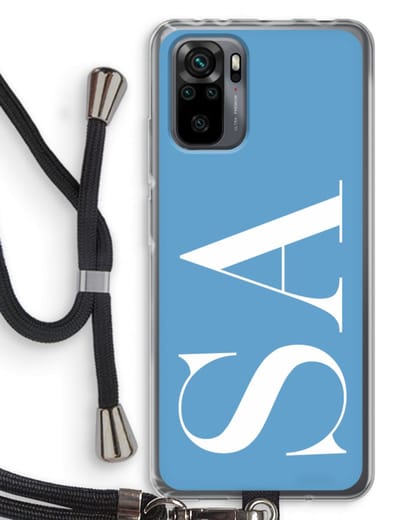 Gepersonaliseerd - Case Company® - Hoesje met koord geschikt voor Xiaomi Redmi Note 10 Pro hoesje met Koord - Monogram N°2 - Telefoonhoesje met Zwart Koord - Bescherming aan alle Kanten en Over de Schermrand