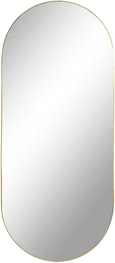 Artichok Defne Wandspiegel - Ovaal - Metalen Rand - Hal - Spiegel - Woonkamer - Minimalistisch Design - Goud - 35 x 80 cm