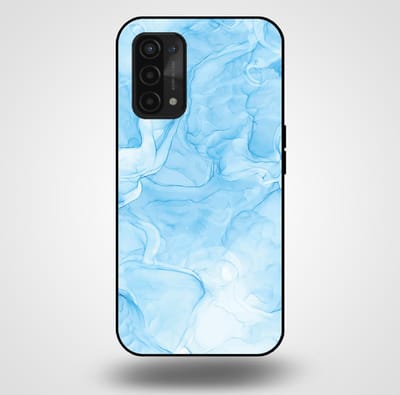 Smartphonica Telefoonhoesje voor OPPO A54 5G / A74 5G / A93 5G met marmer opdruk - TPU backcover case marble design - Lichtblauw geschikt voor Oppo A54 5G;Oppo A74 5G;Oppo A93 5G