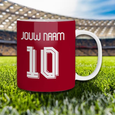 Liverpool Voetbal Mok - Gepersonaliseerd Met jouw Naam en Nummer - Voetbal Shirt Op Mok - Liverpool Artikelen Shirt Mok - 325 ml - Koffiemok - Voetbal Cadeau