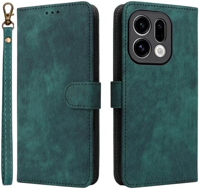 Hoesje geschikt voor Oppo Find X9 - Phonesta Vintage Skin Book Wallet Case met afneembaar koord - Groen