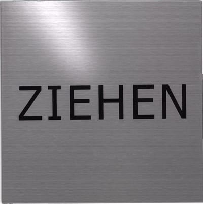 RVS deurbordje tekst: Ziehen | 5 jaar garantie | VIERKANT 125X125MM | Zelfklevend | Plakstrip