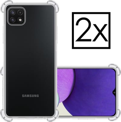 Hoesje - 2 Stuks - Geschikt voor Samsung Galaxy A22 4G - Sterk & Shockproof - Siliconen Case - Back Cover - Telefoon Hoes Shock Proof - Transparant