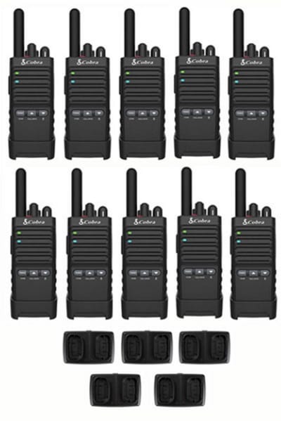 Set van 10 Cobra PX650 UHF PMR446 vergunningsvrije slimline portofoons IP54