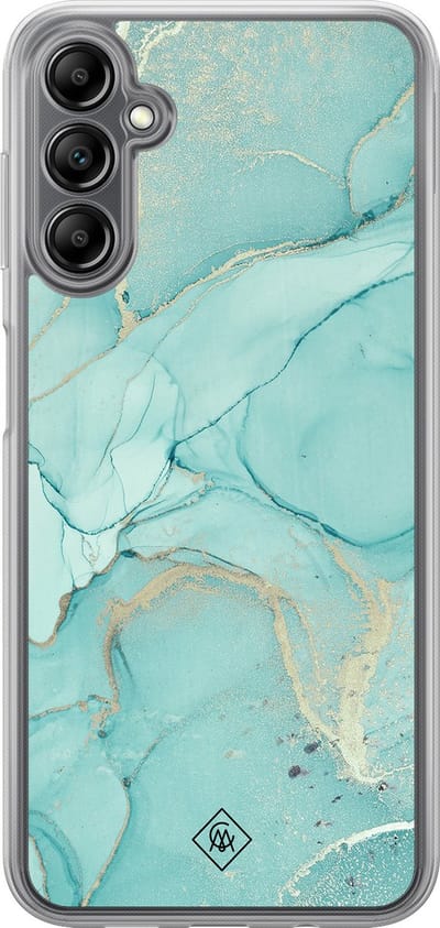 Casimoda® hoesje - Geschikt voor Samsung Galaxy A14 5G - Marmer mint groen - 2-in-1 case - Schokbestendig - Marble design - Verhoogde randen - Mint, Transparant