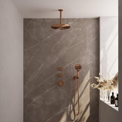 Brauer Copper Edition Thermostatische Regendoucheset Inbouw - Hoofddouche 30 cm - Handdouche 3 Standen - Doucheslang - Wandaansluitbocht