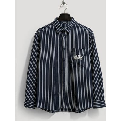 Gestreepte Lange Mouwen Shirt met Borduring