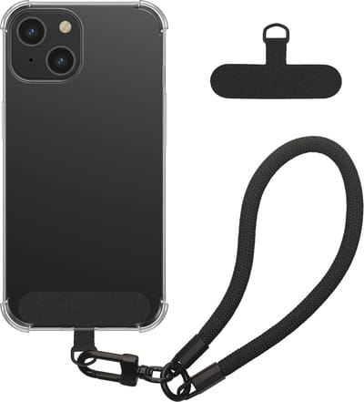 kwmobile telefoon hoesje transparant geschikt voorApple iPhone 15 hoes - Case voor smartphones met polsbandje - TPU smartphone cover in transparant / zwart