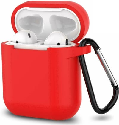 Hoesje geschikt voor Airpods 1 / Airpods 2 - Schokbestendig siliconen Case Silicone met clip - Rood