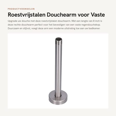 Dailygoods - Roestvrijstalen Douchearm voor Vaste Regendouchekop, 8 Inch