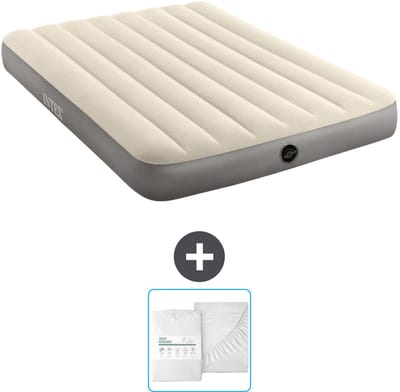 Intex Luchtbed - Twijfelaar - 137 x 191 x 25 cm - Beige - Inclusief en Hoeslaken
