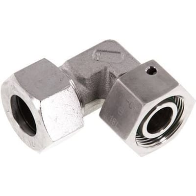M26x1.5 x 18L RVS Verstelbaar L-Fitting 90graden met Afdichtconus en O-ring 315 Bar DIN 2353 - FL2E-NC-STFP-26-18-LO