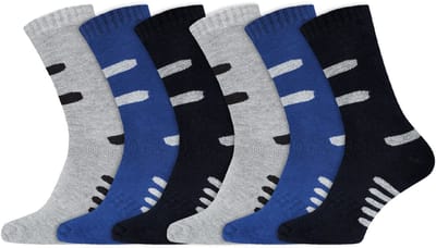 Heatbooster | Thermosokken | Gevoerd | Kleur: Grijs Blauw | Maat: 43-46 | Dames & Heren | 6 Paar