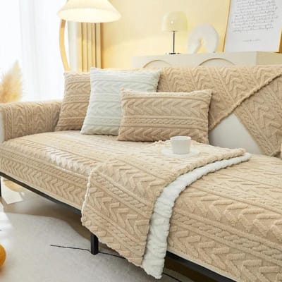 Effen Kleur Antislip Pluche Bankmat Vier Seizoenen Universeel All-Inclusive Licht Luxe Bankovertrek Verdikt Zacht Zitkussen 70x70cm