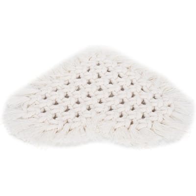 Sous-verre Forme de Cœur Matériau Coton Tissé à la Main Napperon Bureau Anti-Brûlure Antidérapant Décoration white