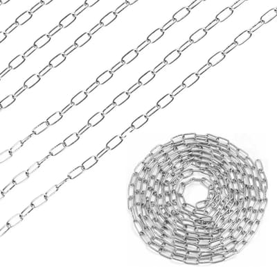 Sterke RVS ketting van 8 m en 1,2 mm dik, ideaal voor het ophangen van hekken en zware toepassingen, maximaal 10 kg draagvermogen