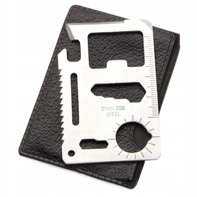 11 in 1 multi tool survival kaart RVS - Multitool in je Portemonnee - 4,5 x 6,7 x 0,2 cm