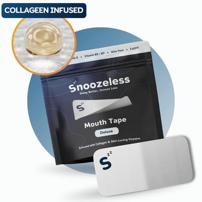 Snoozeless Collageen Mondtape - Infused met Collageen, Vitamines & Aloë Vera - Hydraterende Anti-Snurktape voor Gevoelige Huid & Droge Lippen - 30 stuks