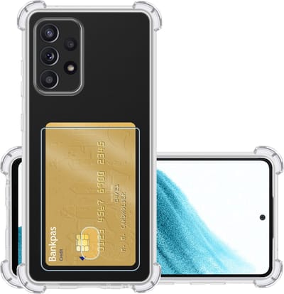 Hoesje - Geschikt voor Samsung Galaxy A53 - Met Pashouder en Kaarthouder - Telefoon Hoes Shockproof - Siliconen Case - Back Cover - Shock Proof - Pasjes Houder - Transparant