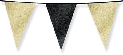 Glitter flags 20 x 30cm - Gold and black