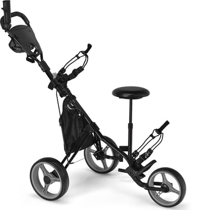 COSTWAY Golftrolley, golftrolley, golftrolley, golfwagen, inklapbaar, golfcaddy golf push cart van aluminium, golfcaddy met parapluhouder, T-stukhouder en opbergtas