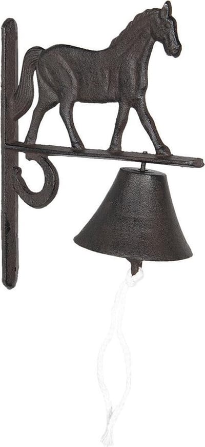 Clayre & Eef Ouderwetse Deurbel Paard 20x11x27 cm Bruin Ijzer Tuinbel
