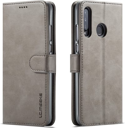 LC.IMEEKE Hoesje - Geschikt voor Huawei P30 Lite Hoesje - LC.IMEEKE Luxe Book Case - Grijs