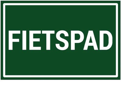 Fietspad bord | gecoat dibond materiaal | 18 x 12 cm