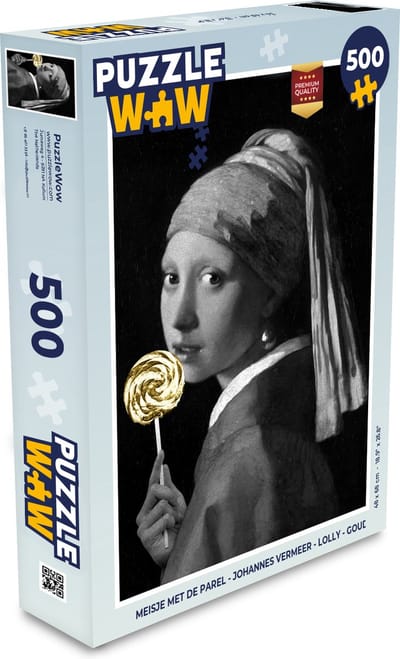 Puzzel Meisje met de parel - Johannes Vermeer - Lolly - Goud - Legpuzzel - Puzzel 500 stukjes