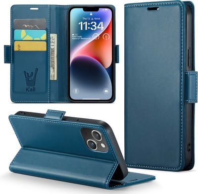 Hoesje geschikt voor iPhone 14 - HyperCase Book Cover Kunstleer Blauw