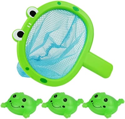 Baby Badspeelgoed - Waterpret Set - Zwembad Spelen - Drijvend Visnet - 20cm - Kikker