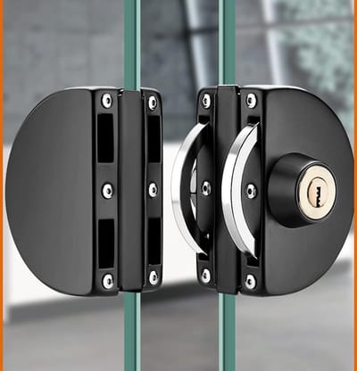 Glazen Deurslot - Zonder Boren - Veilige Toegang - Vierlaags Staal - 10-12 mm Glas - Zwart