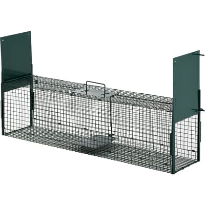 PawHut Pawut valkooi levendvangkooi x 25x28 cm wigvormige val voor marter ratten muis - 2 ingangen + handvat - metaal groen
