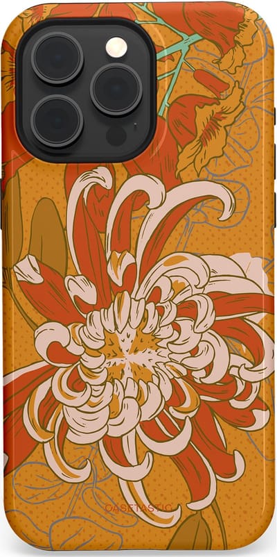 Casetastic hoesje geschikt voor Apple iPhone 15 Pro Max - MagSafe - Dubbellaagse bescherming - Bloemige lente - Fashion Case - Okergeel Terracotta Beige