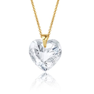 Montebello Ketting Fleur HG53 - Swarovski Hart - 925 Zilver Verguld - Ø14mm - 45cm