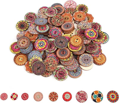 Houten knopen set van 100 stuks - Vintage gemengde knopen voor creatief naaien en ambachten