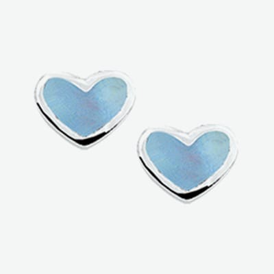 YO&NO - Oorbellen - Zilver - Oorknoppen - Hart - Parelmoer - Blauw - 7/5,5mm - Kinderen - Zilver 925