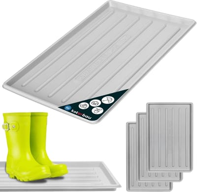 KOTARBAU® 3 stuks Schoenenlekbak, Lekbak Schoenen, Kunststof, 45 x 30 cm, Grijs, Schoenendruipbak, Schoenmat, Laarzen Afdruipmat, Lekbak voor Natte Schoenen, Schoenafdruipbak, Schoenenschaal