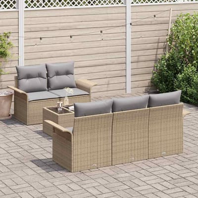 vidaXL - Tuinbank - Set - 6 - st - 5-Aantal - zitplaatsen - Beige - en - Grijs