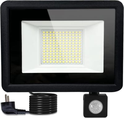 Superheldere 50 W LED Spotlight met Bewegingssensor voor Buiten, 6500 K Koud Wit, Waterdicht IP66, Ideaal voor Garage, Sportvelden en Terrassen