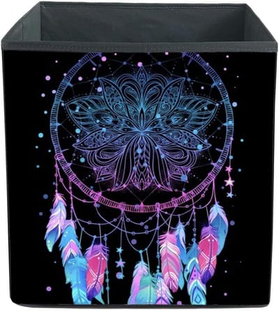 Opbergbak Vierkant - Speelgoedmand Mand - Speelgoed Opbergen - Opvouwbaar Ontwerp - 33x33x33 cm - Dream Catcher Veer