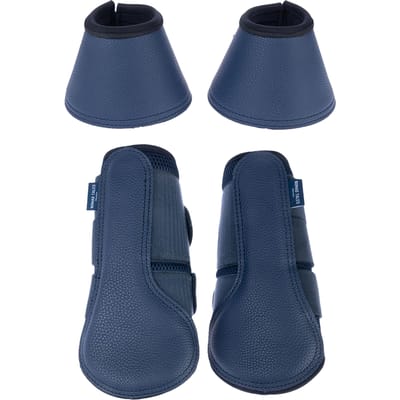 Voordeelset: Nomad Tales 2 beenkappen & 2 hoefschoenen van imitatieleer, marineblauw maat. S Paard