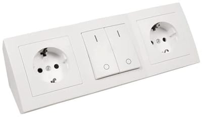Inbouw Stopcontactblok 2x Geaarde Contactdozen + 1x Schakelaar - 250V~/16A - Wit Mat