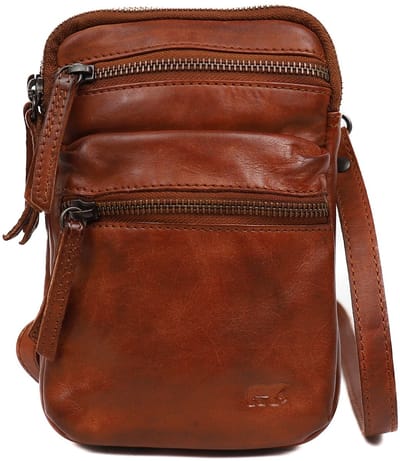 Bear Design Toni Leren Crossbodytas - Dames Heren Schoudertas van Leer - Leren Riemtasje - Cognac