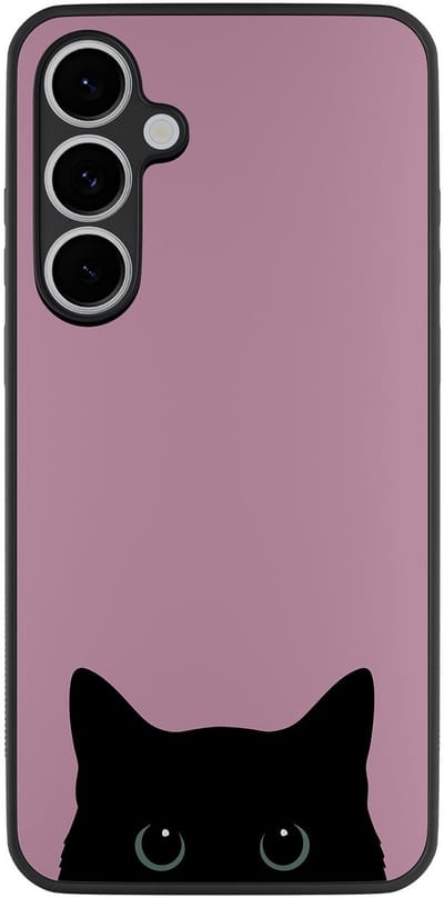 Hoesje geschikt voor Samsung Galaxy S24 FE - Zwarte kat - TPU Hard Case Backcover - Roze - Mooie Telefoonhoesjes