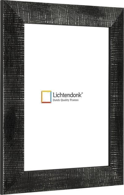 Fotolijst - Geribbeld Profiel - Zwart met Zilver - Fotomaat 15x20 - Ontspiegeld ACRYLITE® - Art.nr. 1055000815203