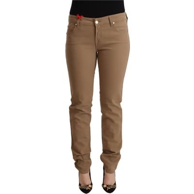 Jacob Cohen Bruine Katoenen Stretch Mid Waist Skinny Broek